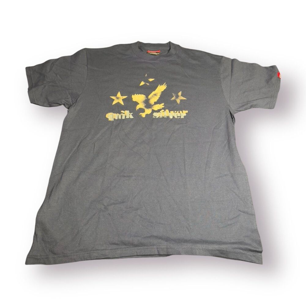 Quiksilver Graphic T-Shirt Size Large Dark‎ Gray Shirt Retro 100% Cotton Skater